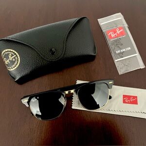New Ray-Ban Polarized Black Clubmaster Sunglasses - RB3016 901/58